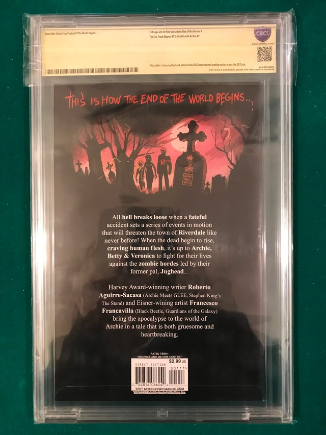 Afterlife With Archie #1 CBCS 9.8 Comic White Signed Francavilla - photo 2