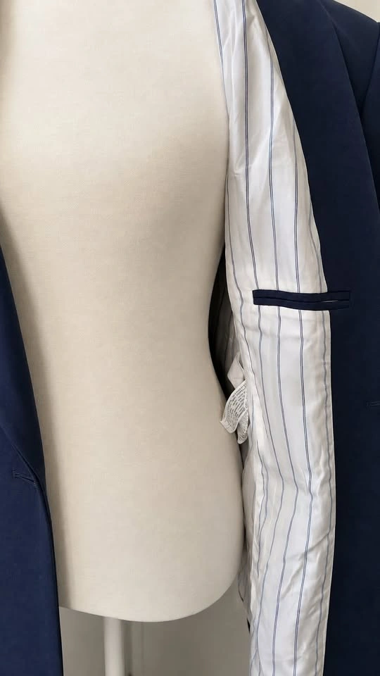Zara Navy Double-Breasted Blazer – Gold Buttons, Size XS/Fits S - photo 3