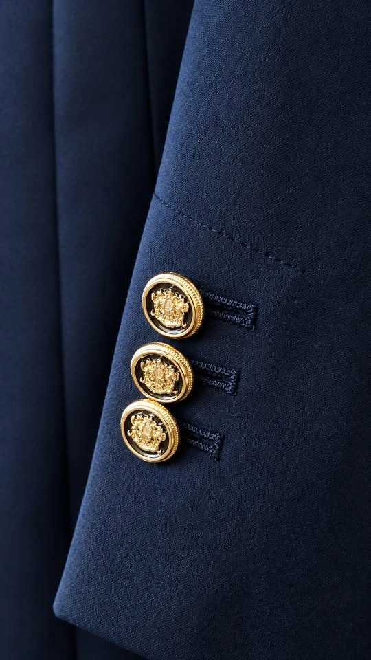 Zara Navy Double-Breasted Blazer – Gold Buttons, Size XS/Fits S - photo 4