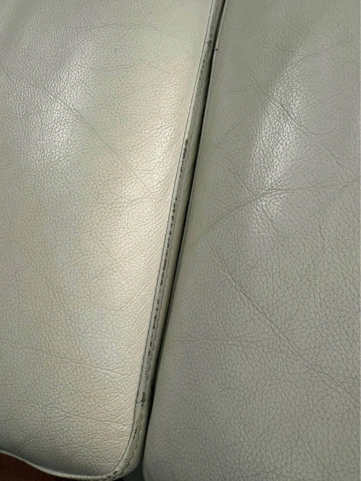 White/Cream leather couch - photo 4