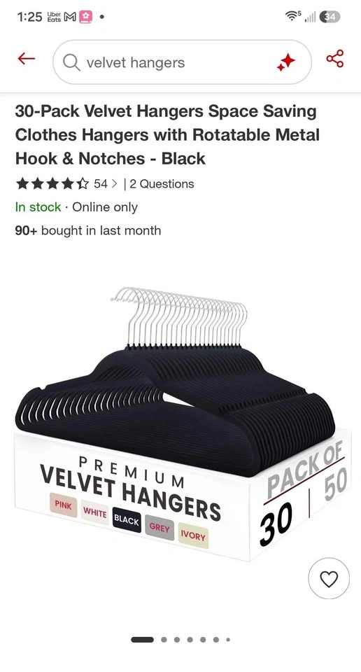 Set of 15 Velvet Hangers (Black) - photo 3