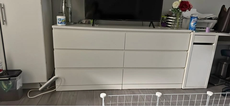 IKEA 6-Drawer Dresser, White, 140x48x75cm - Like New