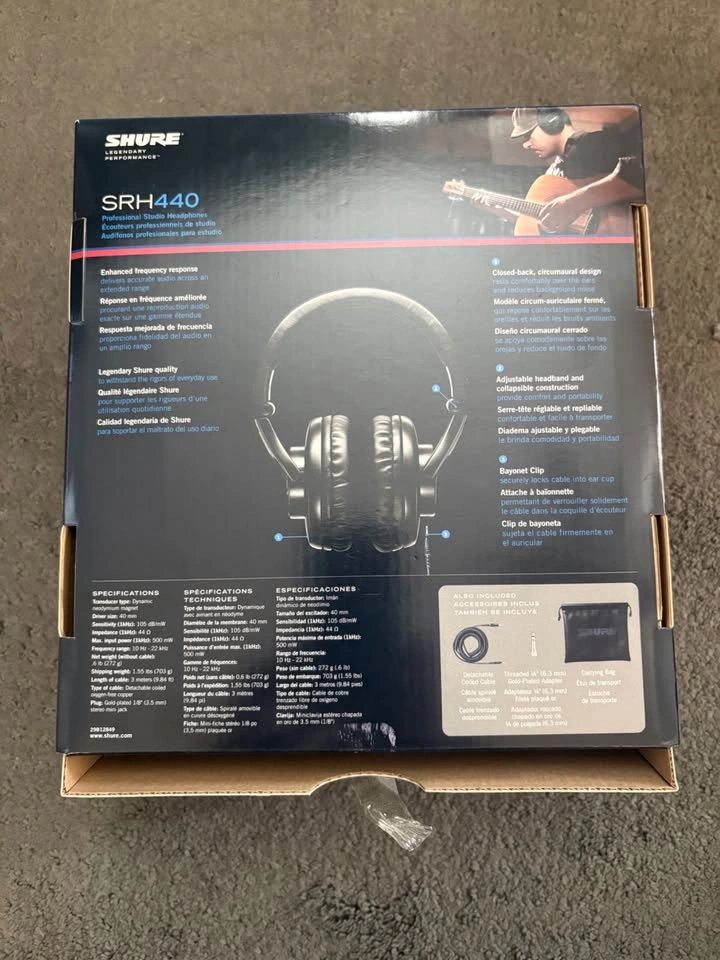 Shure SRH440 Professional Studio Headphones (In Box) - photo 4