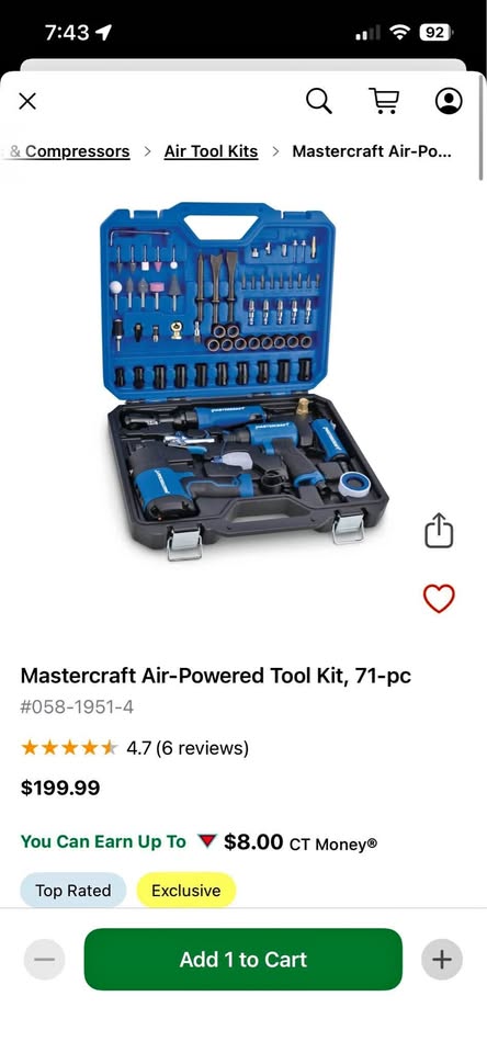 Mastercraft Air-Powered Tool Kit 71 Pieces