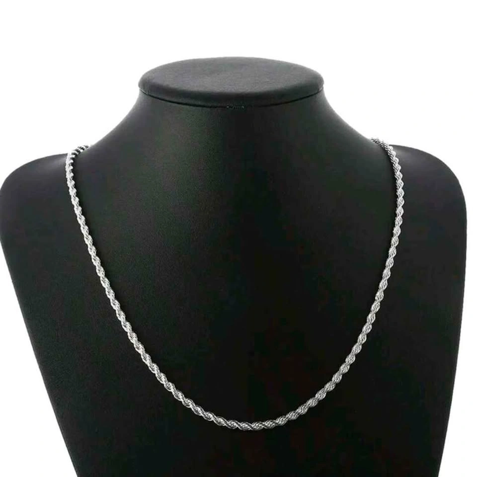 925 Silver Rope Chain Necklace and Bracelet Set - photo 3