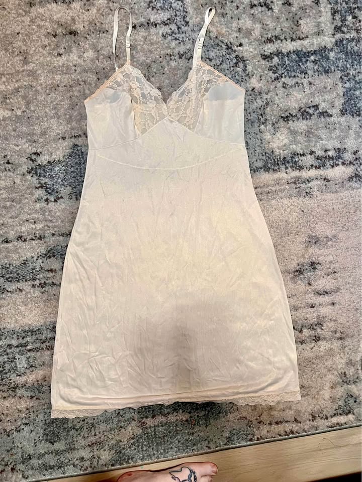 Soft Off-White Dress Slip with Lace.
