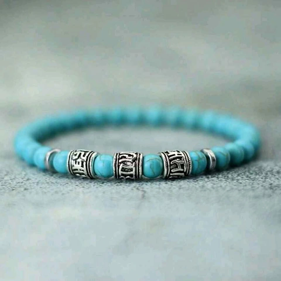 Turquoise Beaded Bracelet with Silver Accents