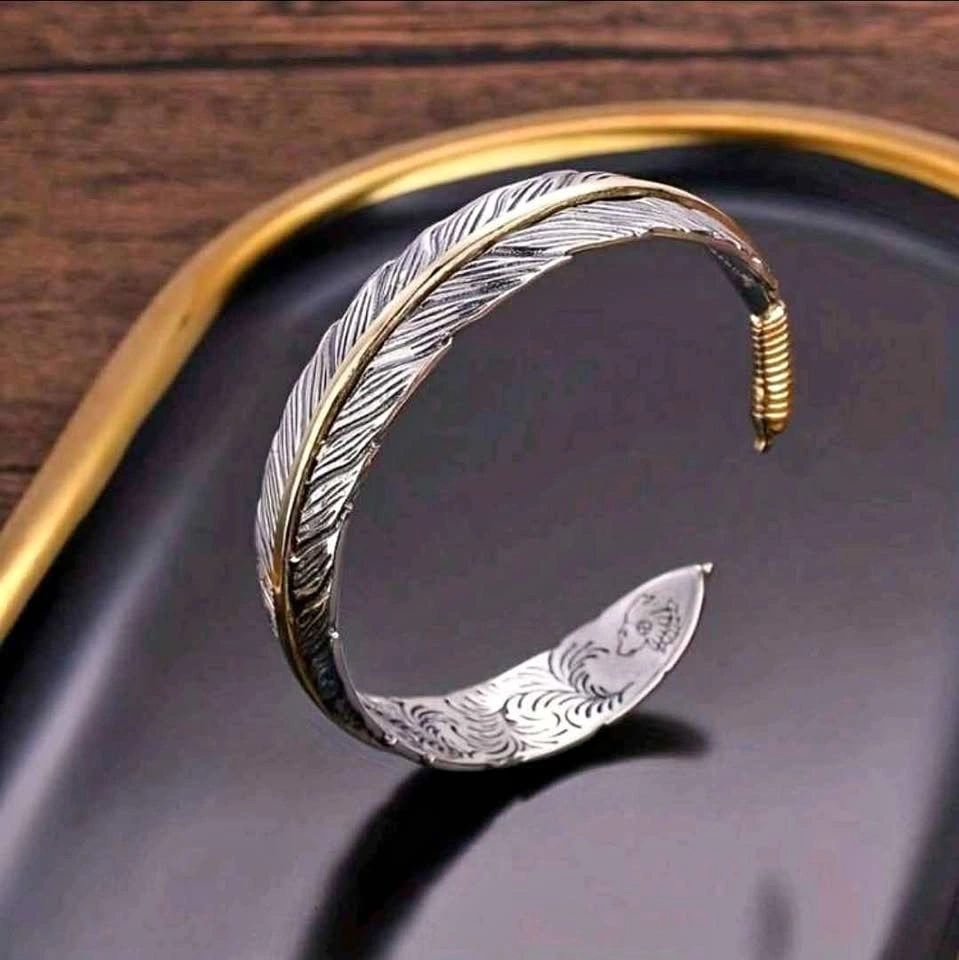 Feather Cuff Bracelet Silver Gold Tone