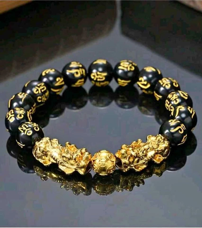 Obsidian Stone Beads Pixiu Charm Bracelet