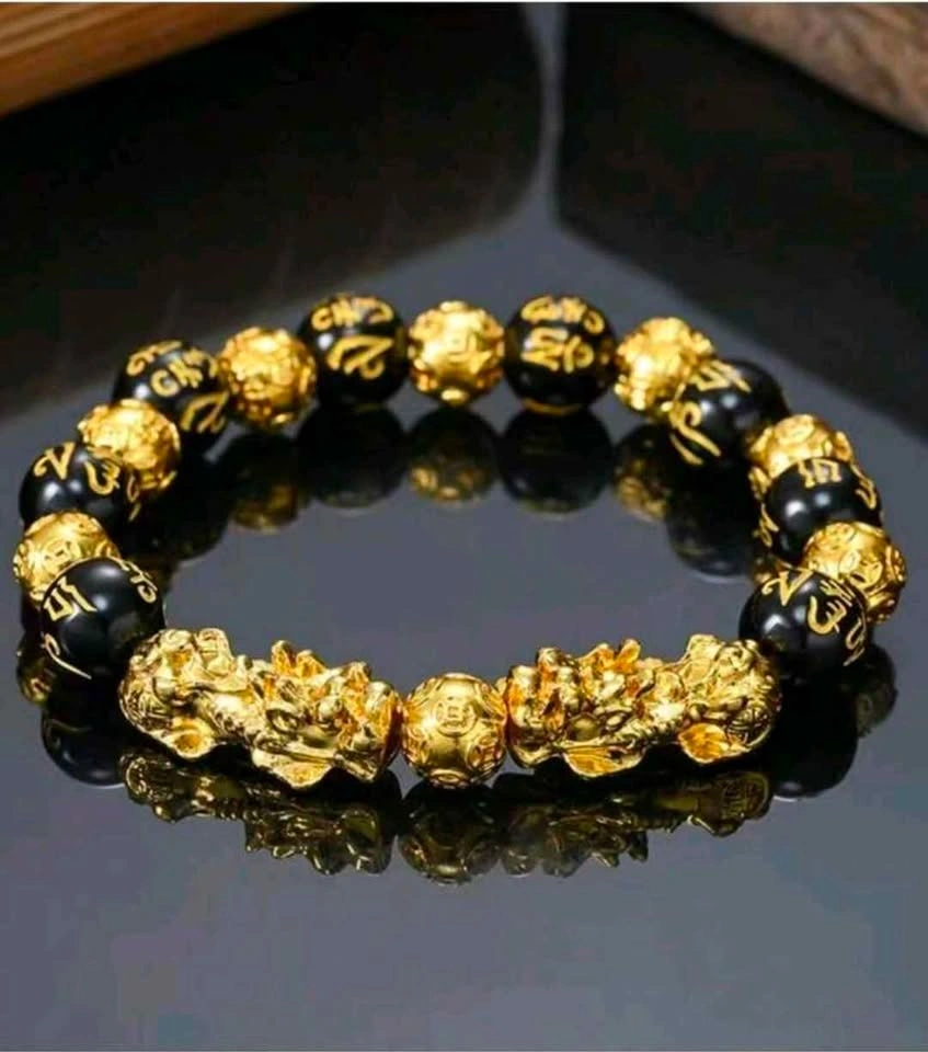 Obsidian Stone Beads Pixiu Charm Bracelet - photo 2