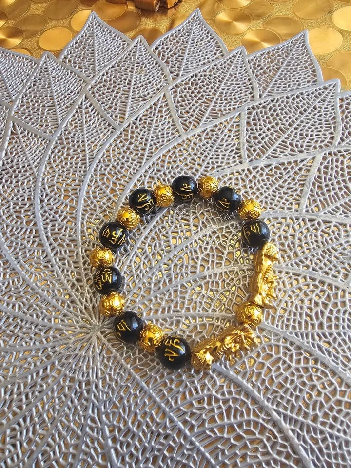 Obsidian Stone Beads Pixiu Charm Bracelet - photo 5