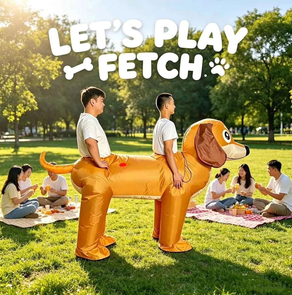 2-Person Inflatable Dachshund Costume for Adults