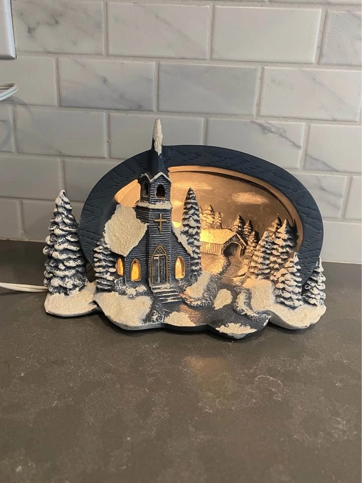 Vintage Illuminated Winter Village Church Tabletop Decor - photo 2