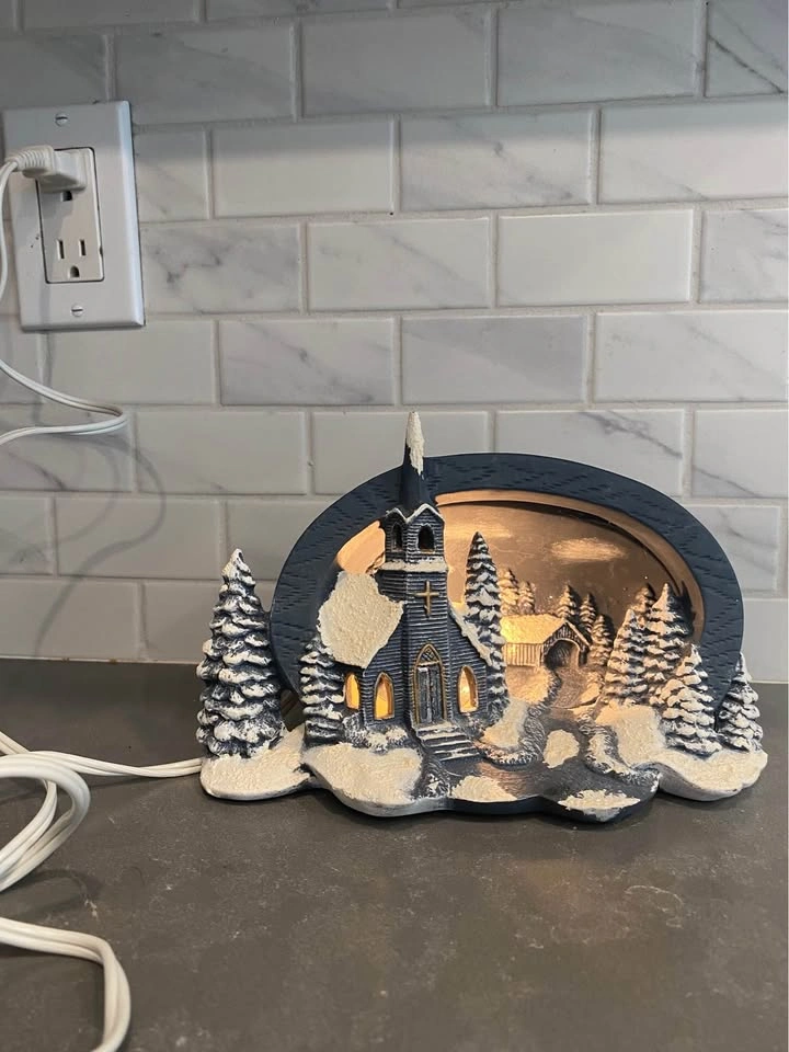 Vintage Illuminated Winter Village Church Tabletop Decor - photo 5