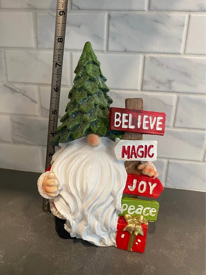 Christmas Gnome Figurine with Holiday Signpost - photo 4