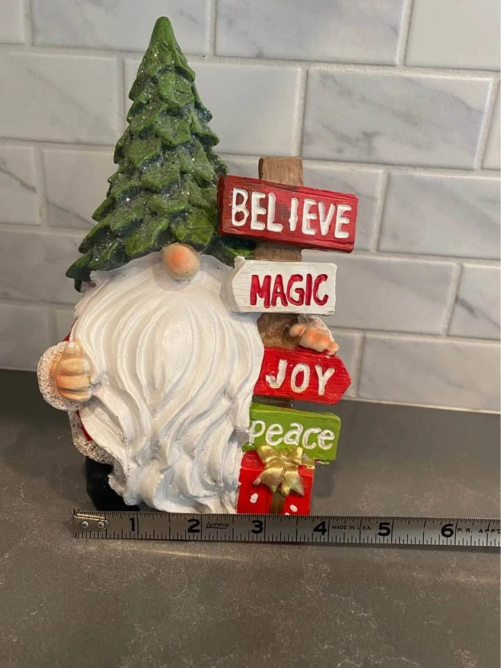 Christmas Gnome Figurine with Holiday Signpost - photo 5