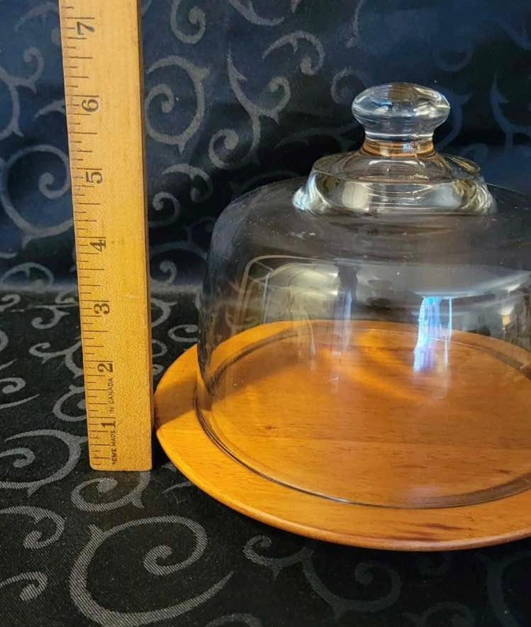Vintage Cheese Dome with Teak Base Baribo Maid Branded - photo 2