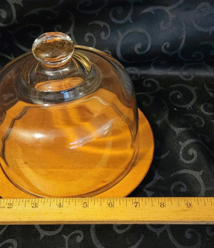 Vintage Cheese Dome with Teak Base Baribo Maid Branded - photo 3