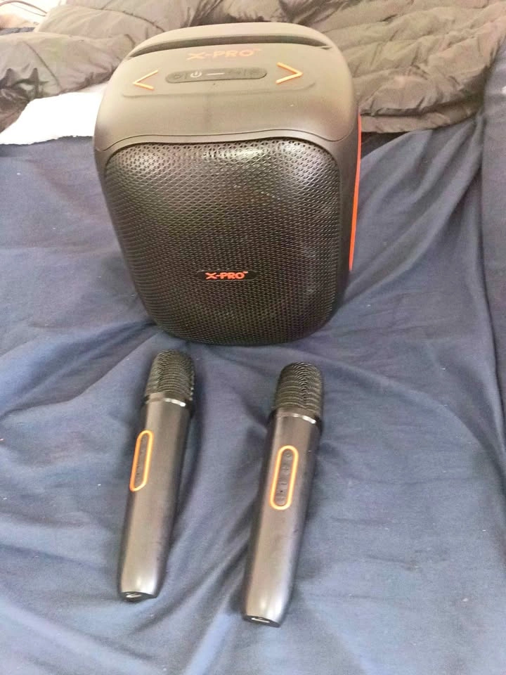 X-PRO Portable Speaker Machine with 2 Wireless Microphones