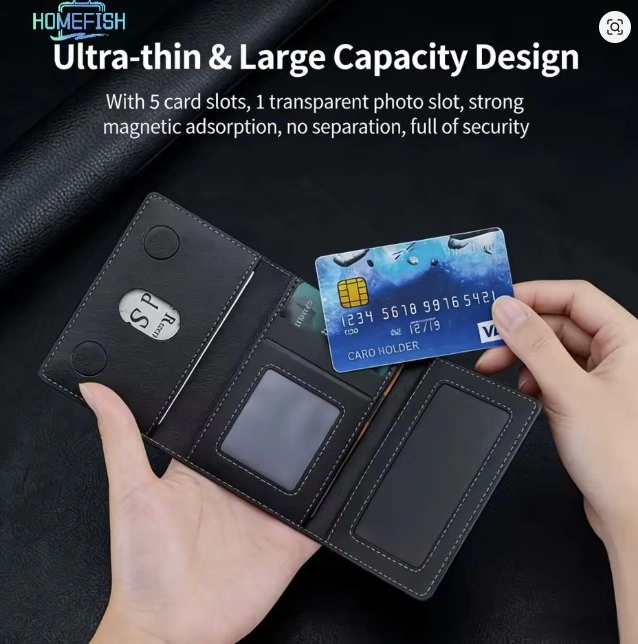 Magnetic PU Leather Trifold Card Holder for iPhone - photo 4