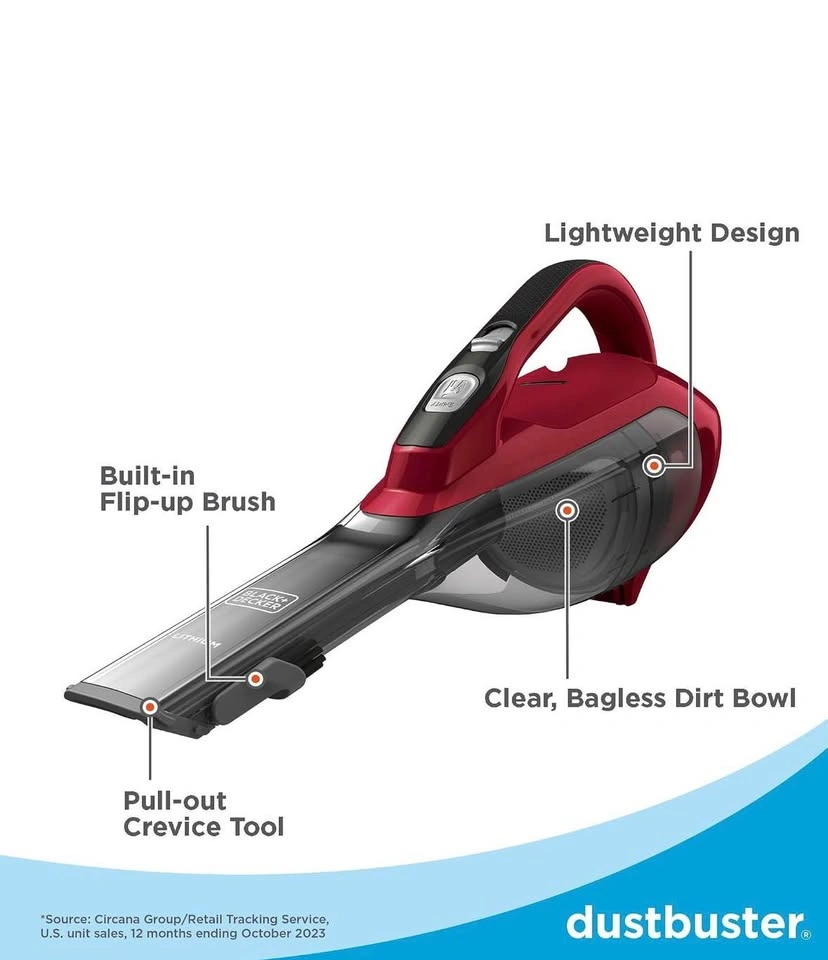 BLACK+DECKER Dustbuster Cordless Handheld Vacuum – Chili Red - photo 2