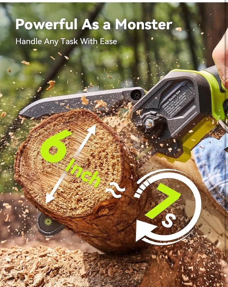 Supstable 6-Inch Cordless Mini Chainsaw – Brushless Motor - photo 3