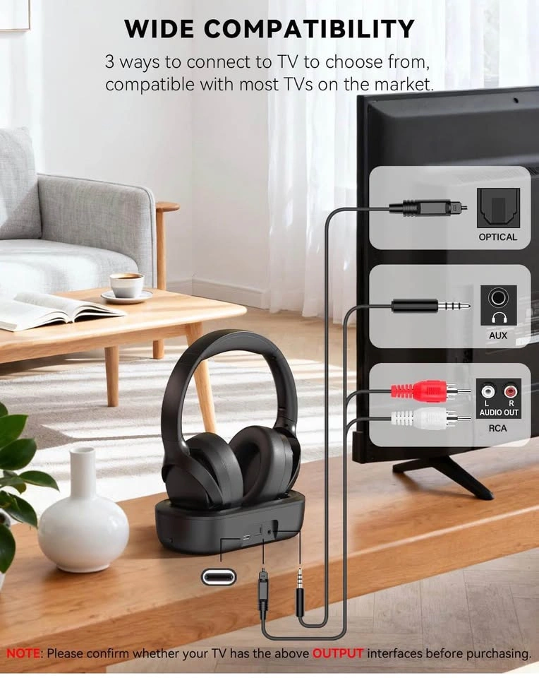 ANSTEN Wireless TV Headphones with Charging Dock – Optical / RCA - photo 2