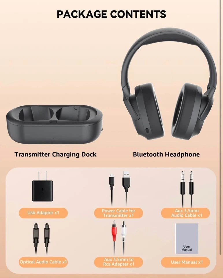 ANSTEN Wireless TV Headphones with Charging Dock – Optical / RCA - photo 5