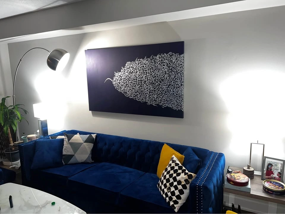 Blue Velvet 3-Seater Sofa + 2 Matching Ottomans – 430$ - photo 5