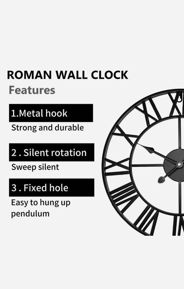 Metal Wall Clock(60cm Roman Numeral) - photo 3