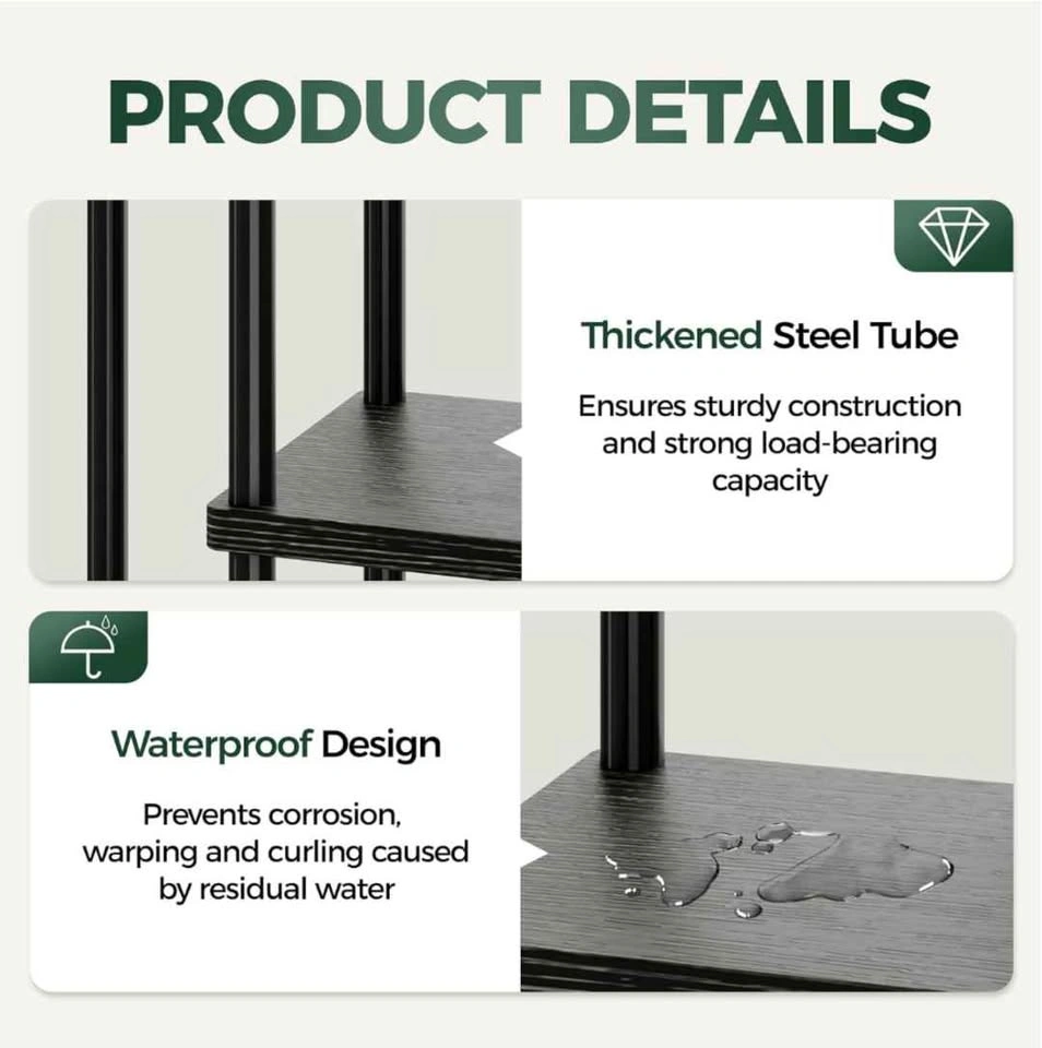 5-Tier Black Metal and Wood Plant Stand - photo 2