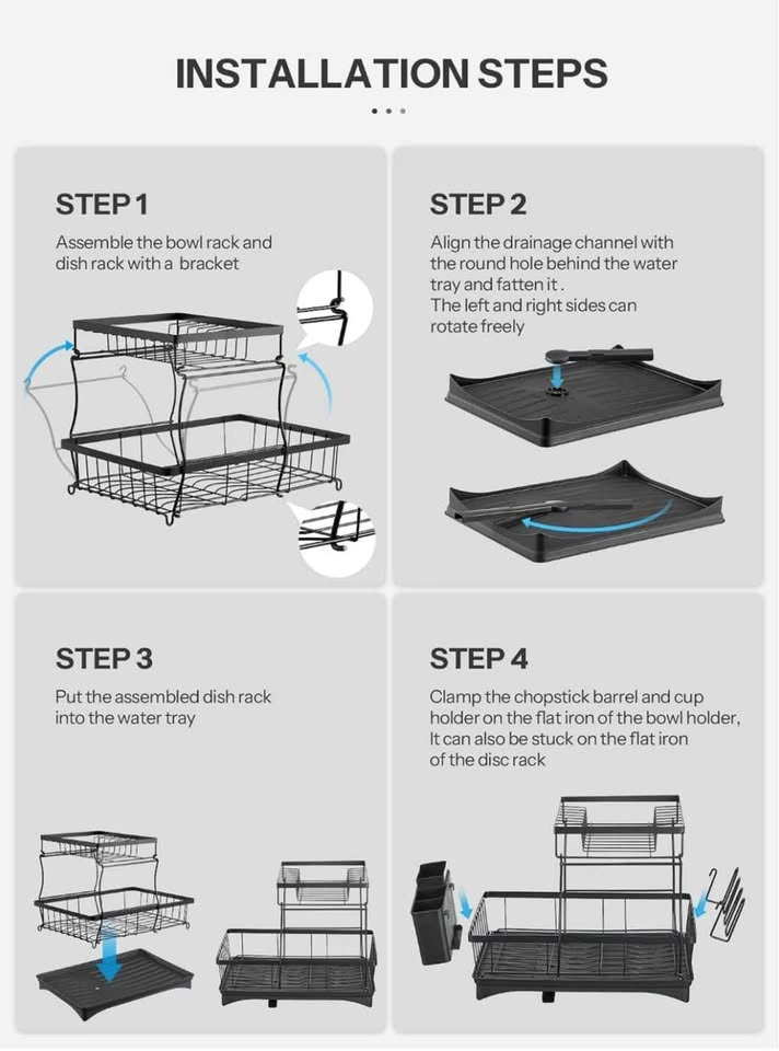 2-Tier Metal Dish Drying Rack with Drainboard - photo 2