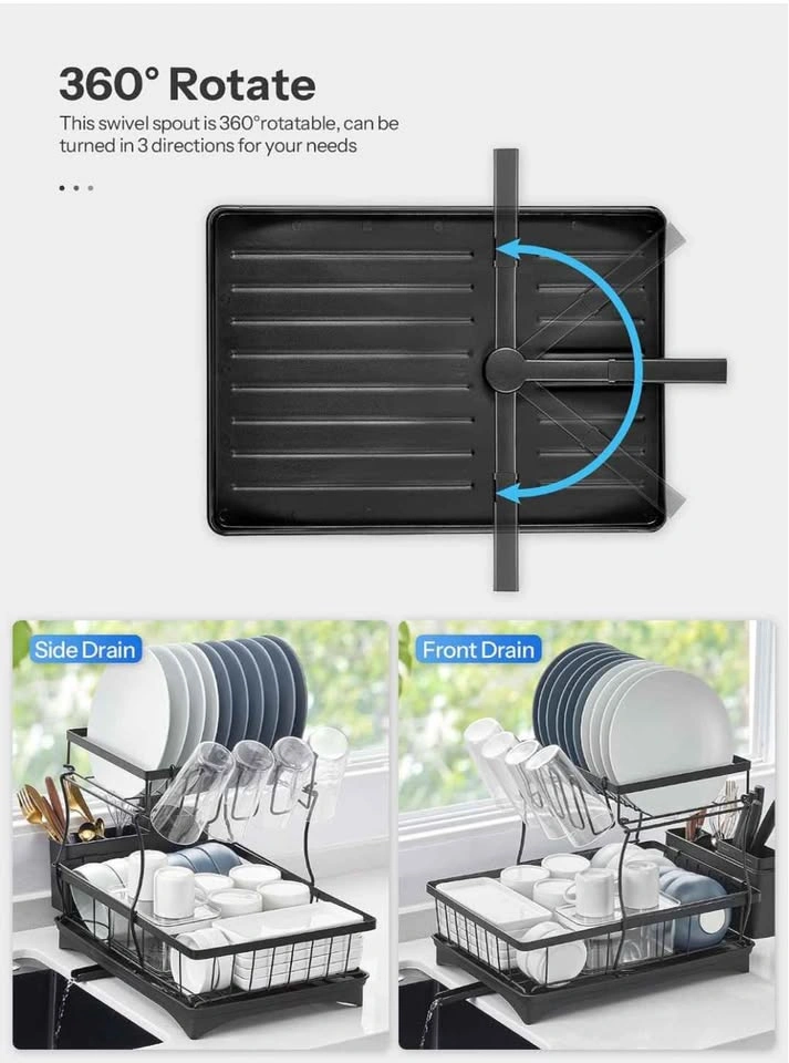 2-Tier Metal Dish Drying Rack with Drainboard - photo 5