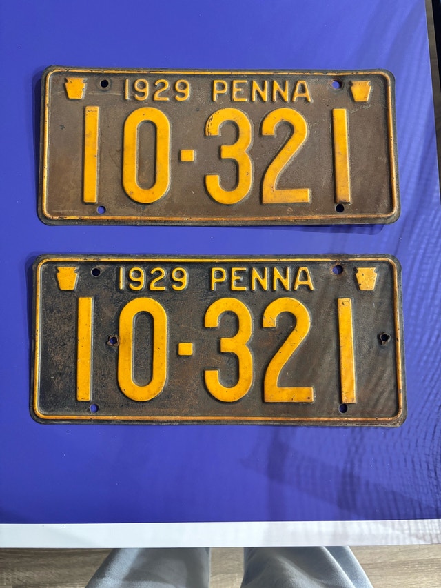 1929 Pennsylvania License Plates