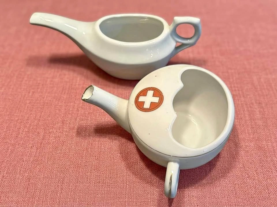 Antique 1940’s Ceramic Invalid Feeders - Set of 2