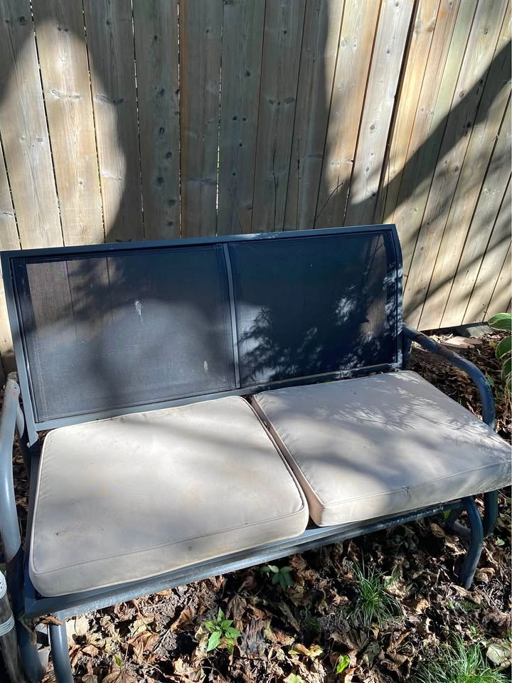 Gliding Patio Love Seat with Cushions