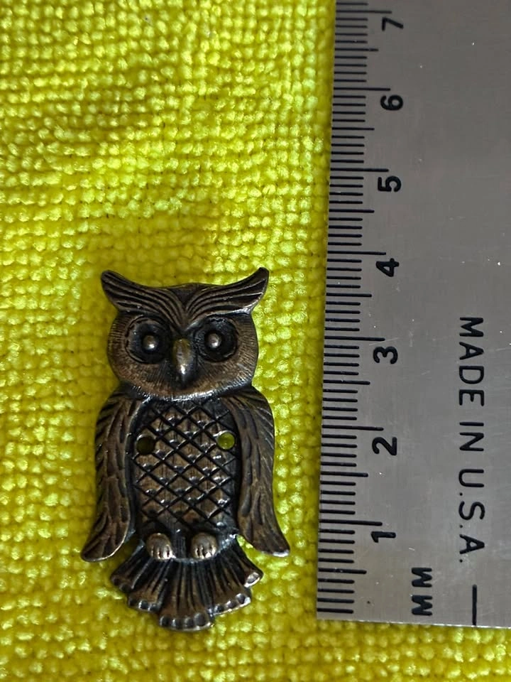 Vintage 1970s Metal Owl Scarf Clip