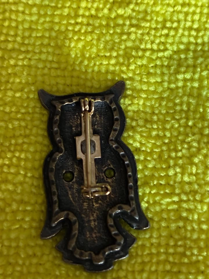 Vintage 1970s Metal Owl Scarf Clip - photo 2