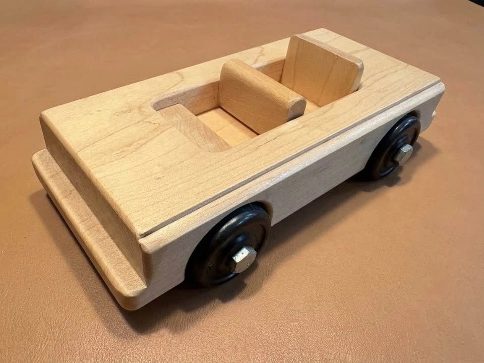 Solid Vintage Handcrafted Wooden Convertible Toy Car - photo 3