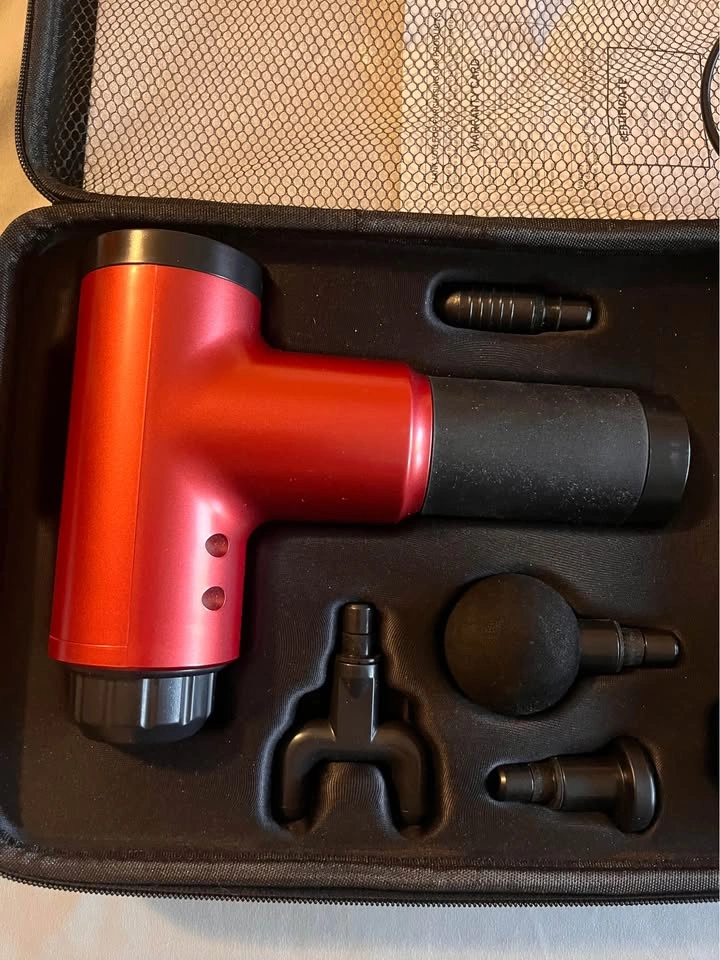 Red Deep Muscle Massage Gun with 4 Heads, Charger & Hard Case - photo 2