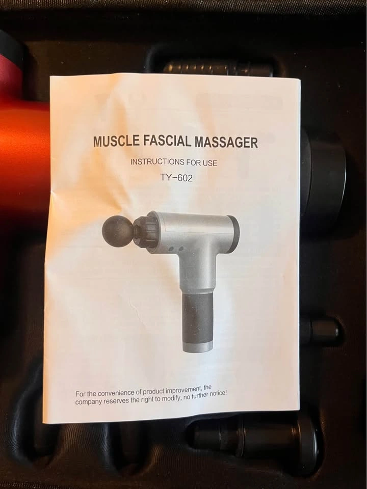 Red Deep Muscle Massage Gun with 4 Heads, Charger & Hard Case - photo 5