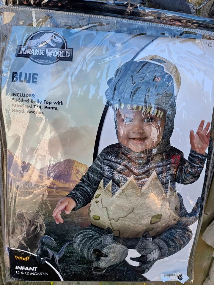 Baby Blue Velociraptor Egg Costume - Jurassic World - 6-12m