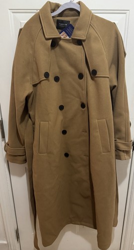Nwt Womens ChouYatou Camel Colored Long Belted Wool Coat XL - photo 2