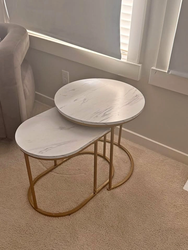 Marble look & Gold Nesting Side Tables (Set of 2)