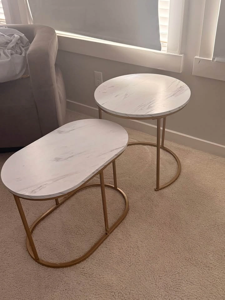 Marble look & Gold Nesting Side Tables (Set of 2) - photo 2