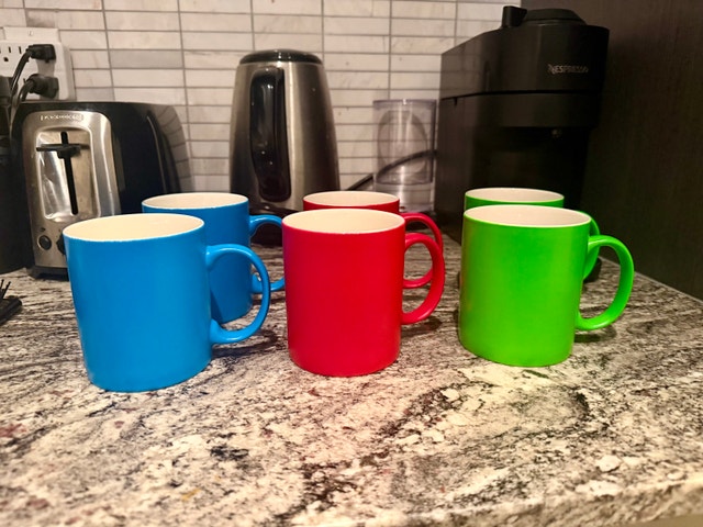 Colorful Coffee Tea Mugs – Set of 6 (Blue, Red, Green) - photo 2