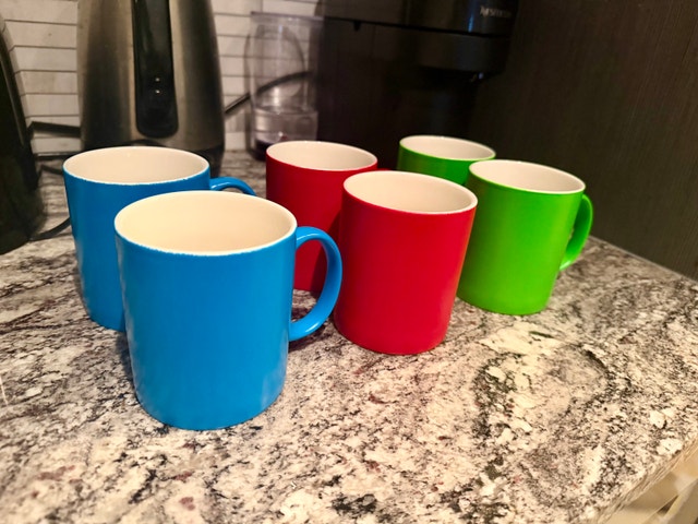 Colorful Coffee Tea Mugs – Set of 6 (Blue, Red, Green) - photo 3