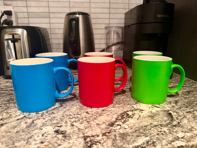 Colorful Coffee Tea Mugs – Set of 6 (Blue, Red, Green) - photo 4