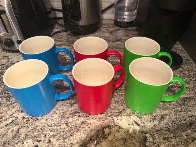 Colorful Coffee Tea Mugs – Set of 6 (Blue, Red, Green) - photo 5