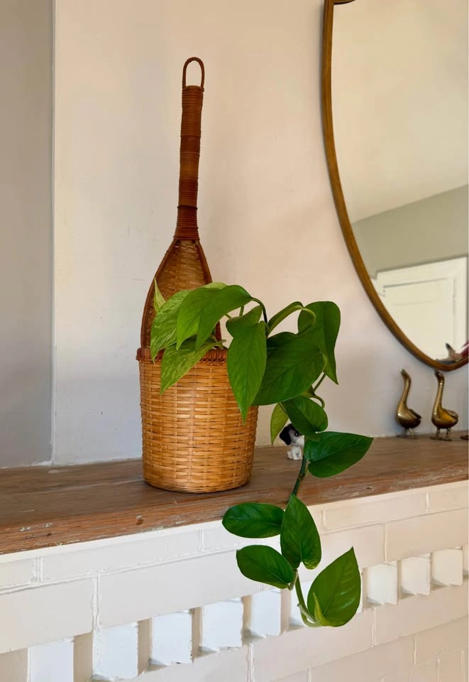 Vintage Wicker Rattan Wall Planter Basket | Boho Hanging Plant H - photo 2
